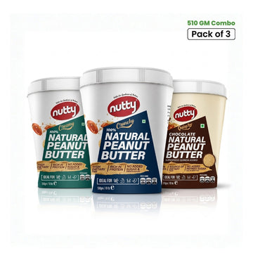 Nutty Natural Peanut Butter Trio Pack – Creamy + Crunchy + Chocolate Quinchy (3 × 510g)