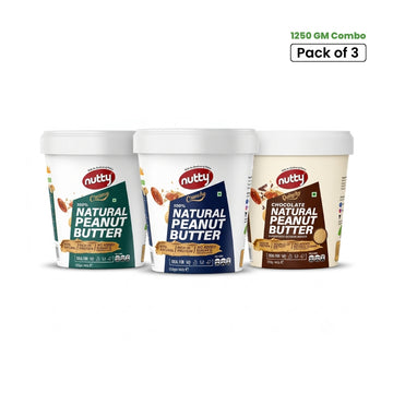 Nutty Natural Peanut Butter Trio Pack – Creamy, Crunchy & Chocolate Quinchy (3 × 1.25kg)