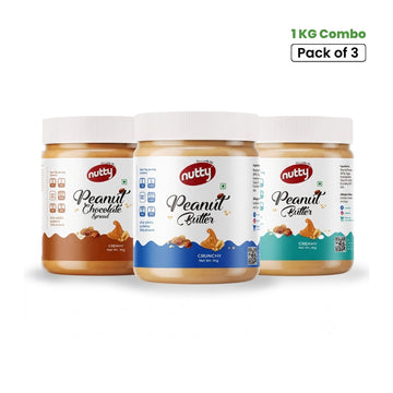 Nutty Peanut Butter Trio Pack – Creamy, Crunchy & Chocolate Spread  Creamy (3 × 1kg)