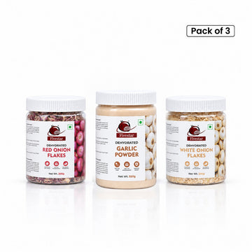 Combo - Fivestar Dehydrated Garlic Powder 550g + White Onion Flakes 200g + Red Onion Flakes 200g