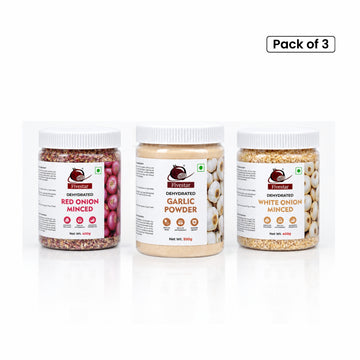 Combo - Fivestar Dehydrated Garlic Powder 550g + White Onion Minced 400g + Red Onion Minced 400g