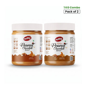 Combo - Nutty Peanut Chocolate Spread Crunchy & Creamy (2 × 1kg)